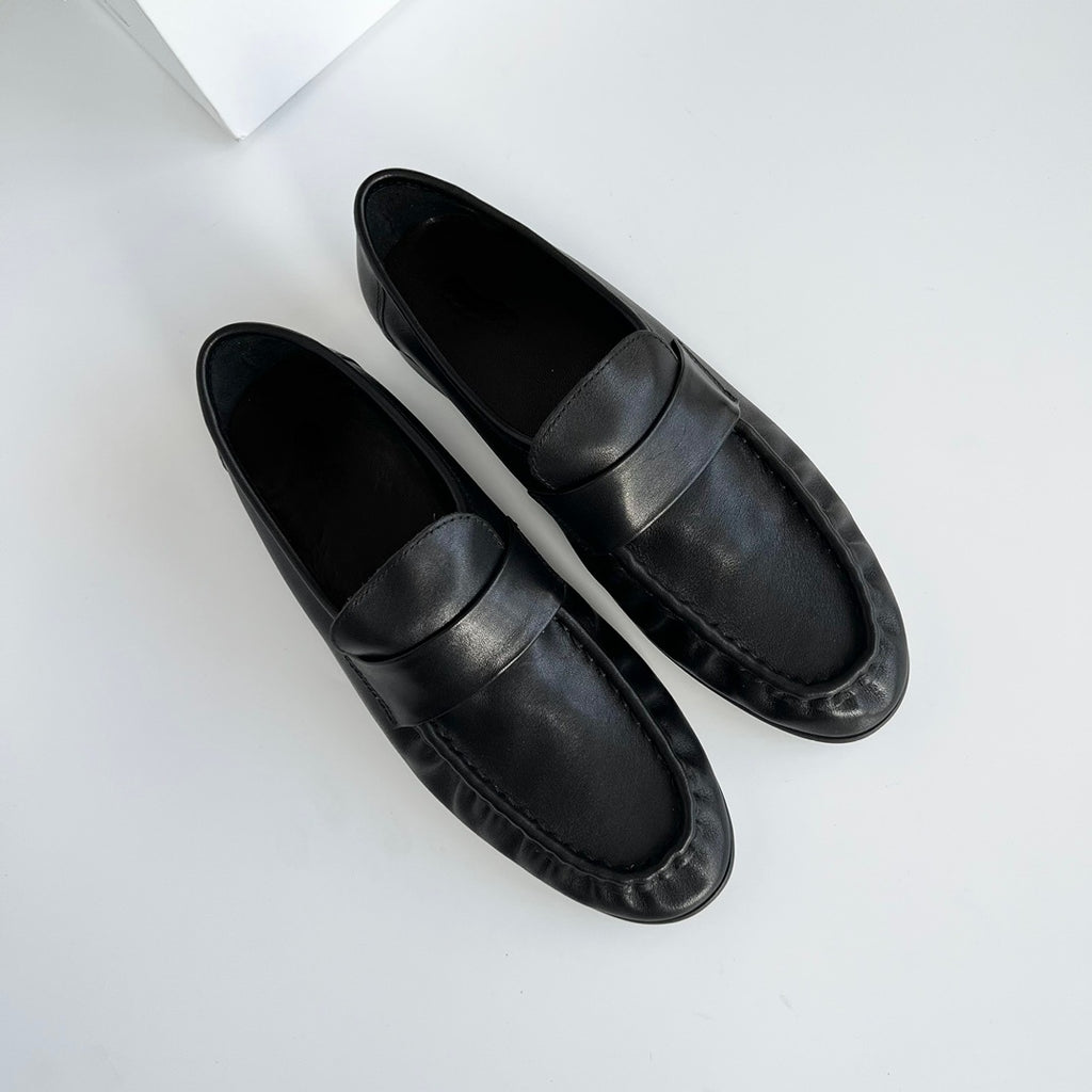 Retro Loafer aus weichem Leder mit Blockabsatz für Damen