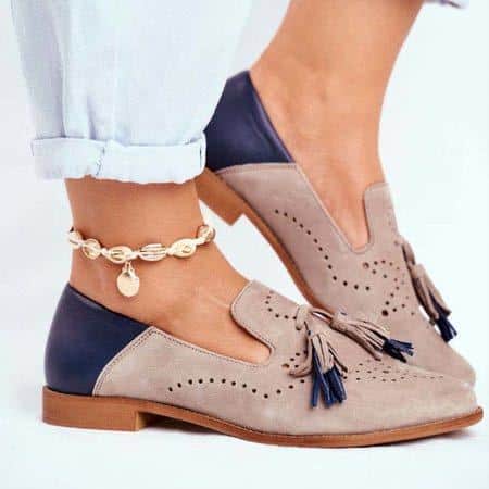 Damen-Loafer in Rosa und Blau mit Quasten