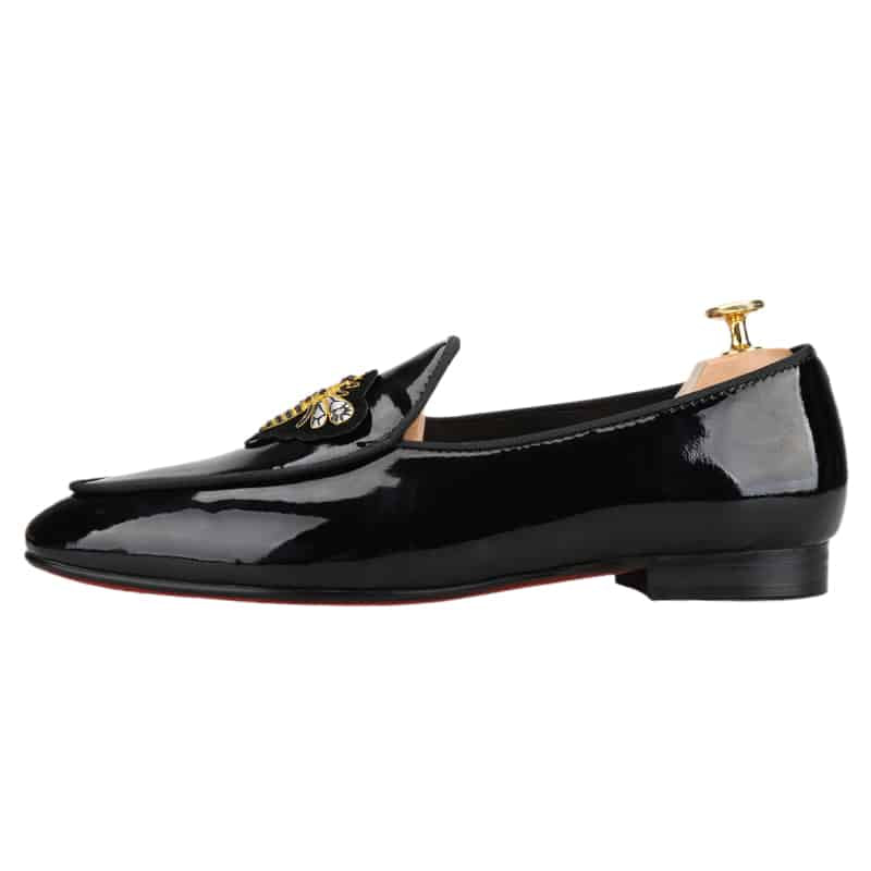 Schwarze Lackloafer für Herren mit Bienen-Prägung