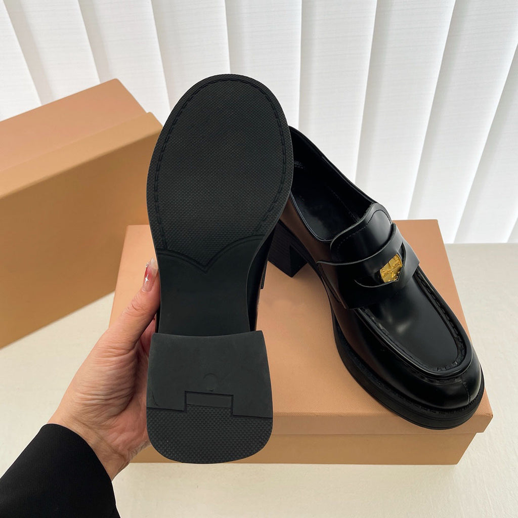 Schwarze Loafer mit Blockabsatz für Damen