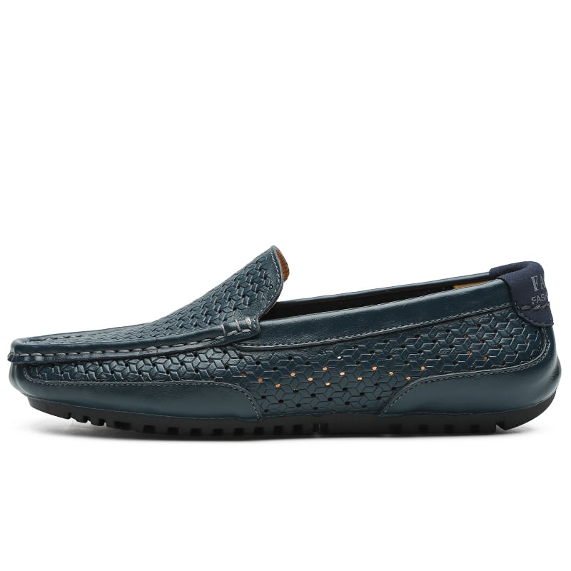 mokassin aus blauem Leder