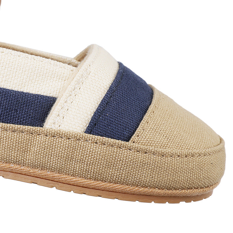 Sommer-Mokassins aus Canvas mit Farbstreifen für Babyjungen