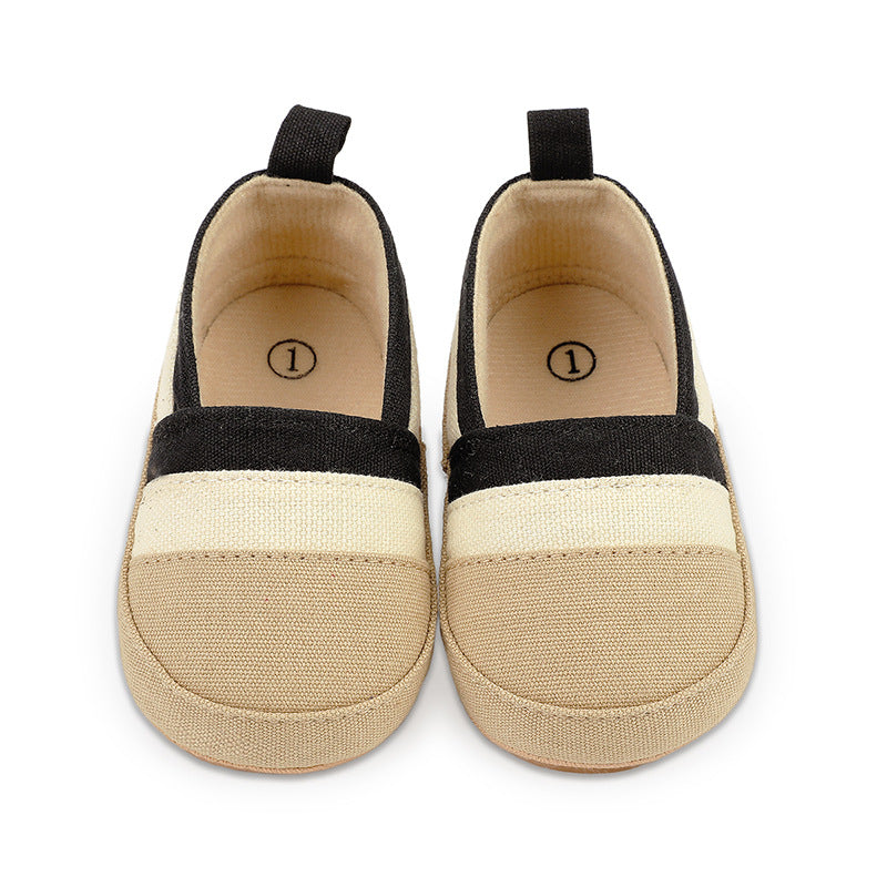 Sommer-Mokassins aus Canvas mit Farbstreifen für Babyjungen