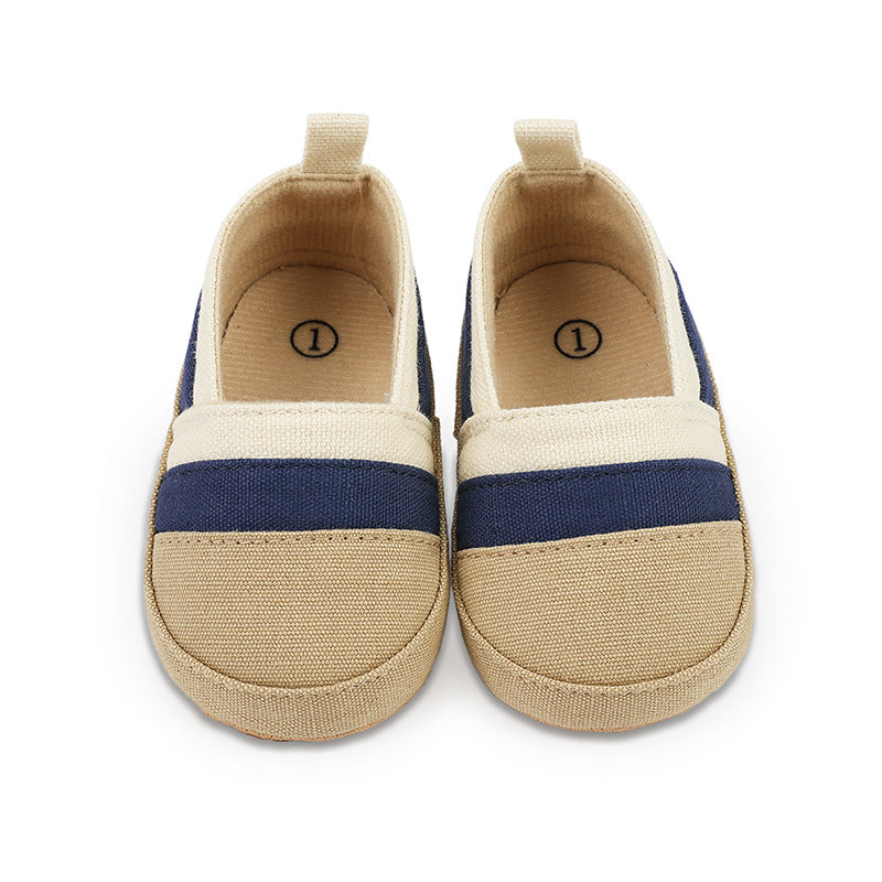Sommer-Mokassins aus Canvas mit Farbstreifen für Babyjungen