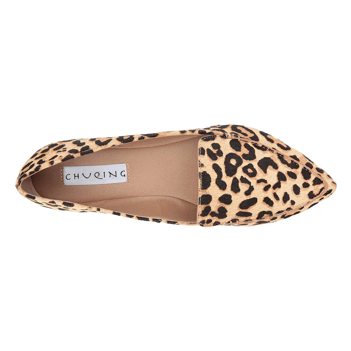 Spitze Damen-Loafer aus Leoparden-Print-Samt