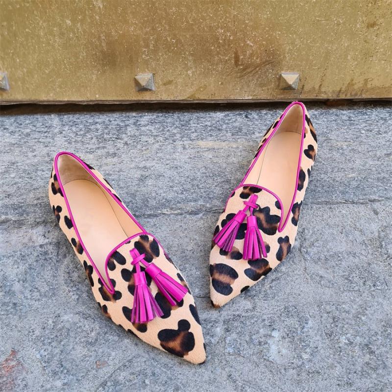 Damen-Loafer mit Leopardenmuster und Quasten