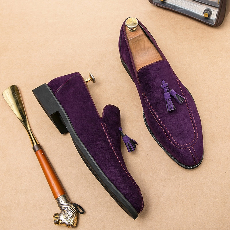 Violette Wildleder-Loafer für Herren