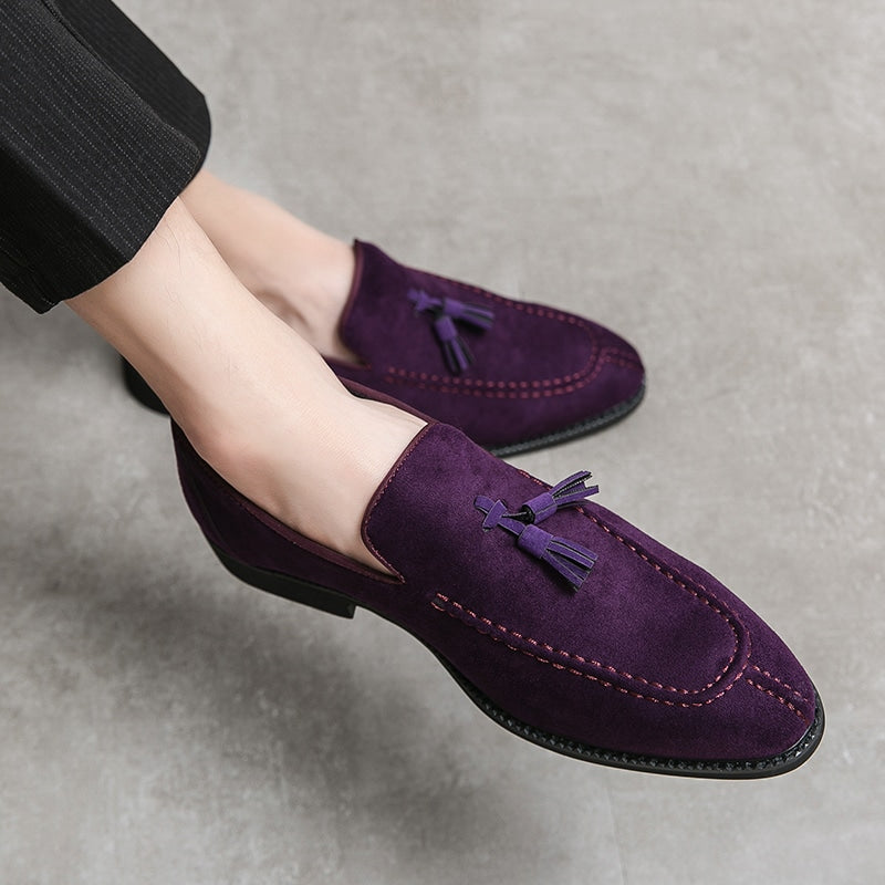 Violette Wildleder-Loafer für Herren