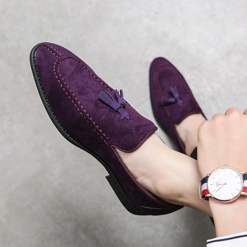 Violette Wildleder-Loafer für Herren