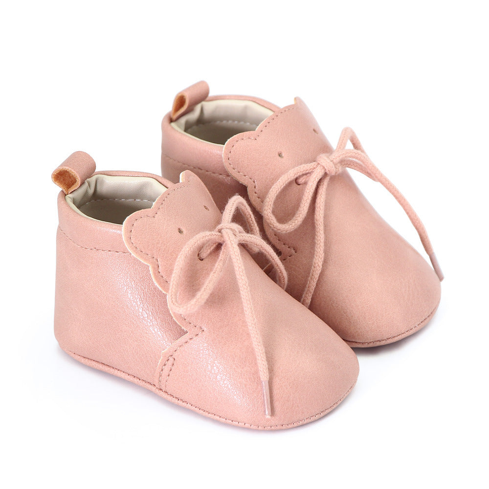 Weiche Mokassins mit Schnürsenkeln und Bärchen-Lasche für Babys