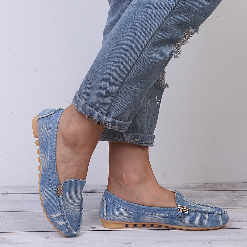 Lässige weiche Loafer aus gewaschener Jeans