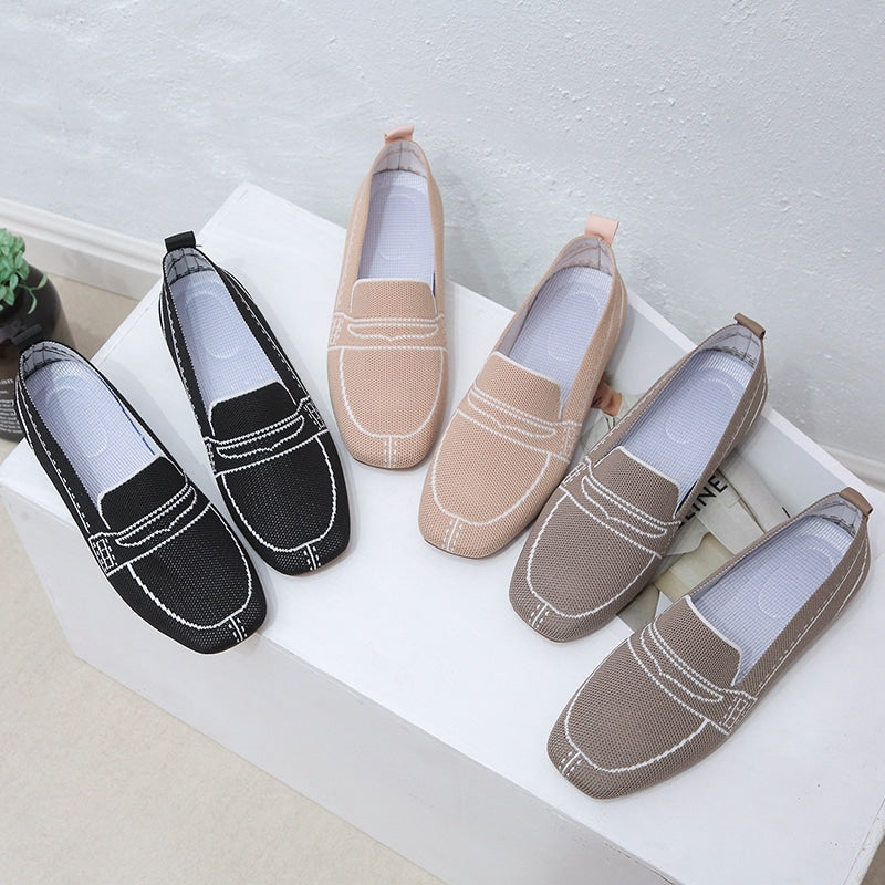Weiche Mesh-Mokassins mit Steppnaht-Muster