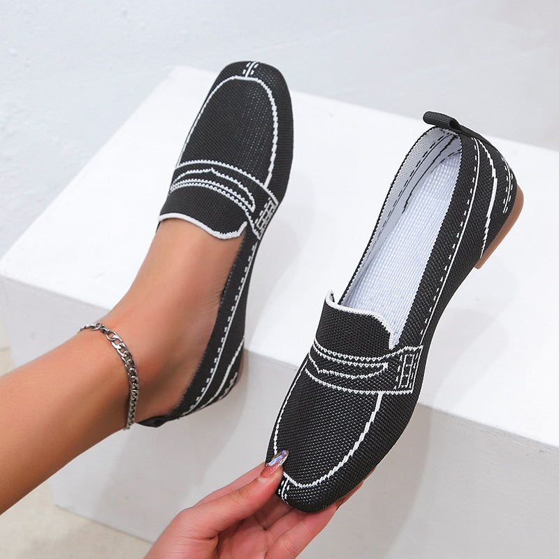 Weiche Mesh-Mokassins mit Steppnaht-Muster