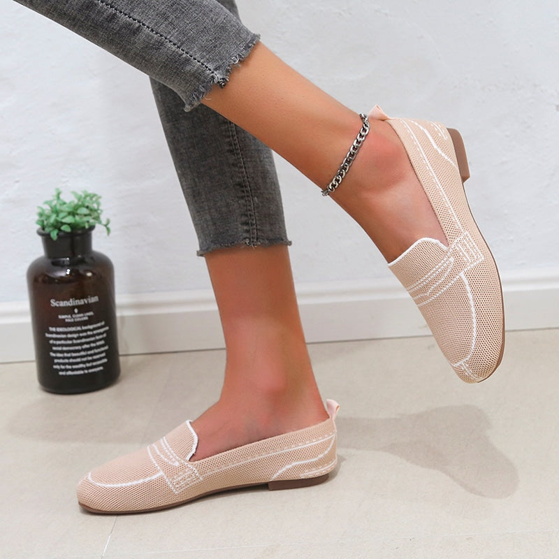Weiche Mesh-Mokassins mit Steppnaht-Muster