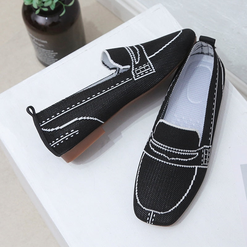 Weiche Mesh-Mokassins mit Steppnaht-Muster