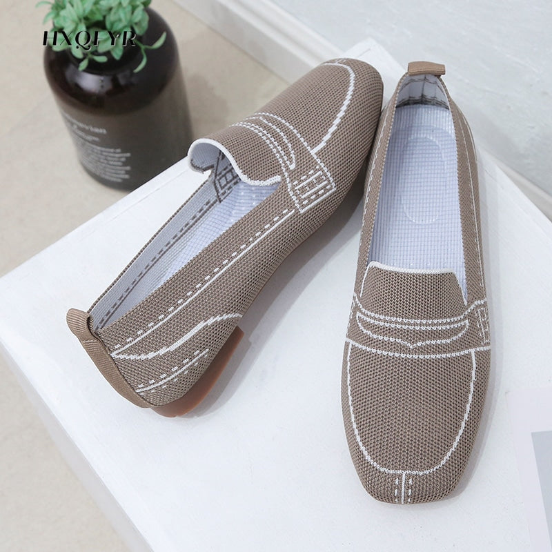 Weiche Mesh-Mokassins mit Steppnaht-Muster