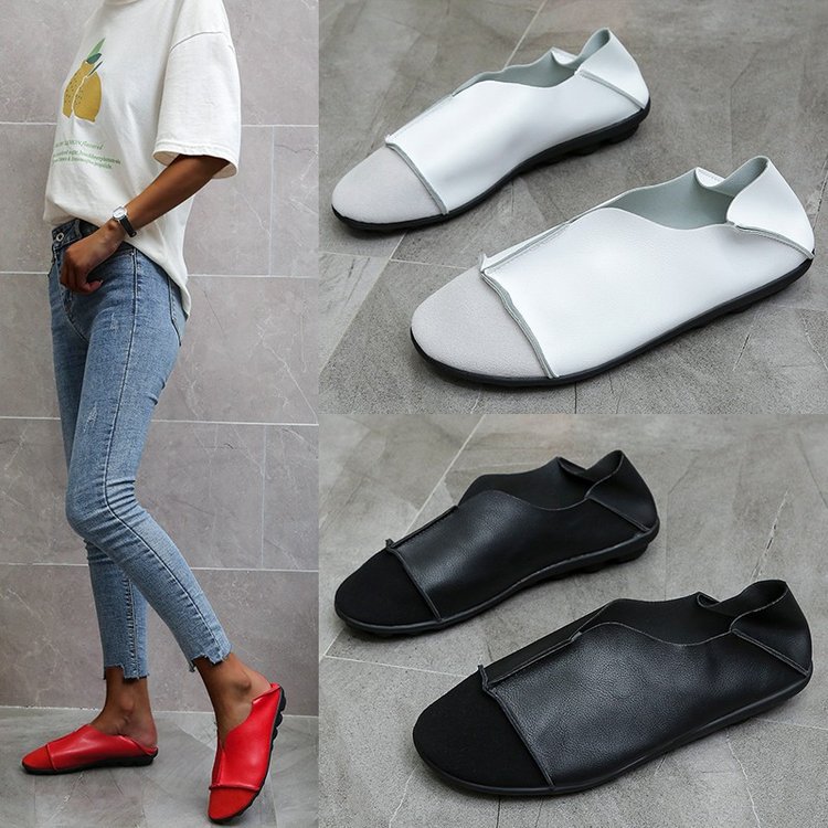 Weiche Damen-Mokassins mit runder Schuhspitze