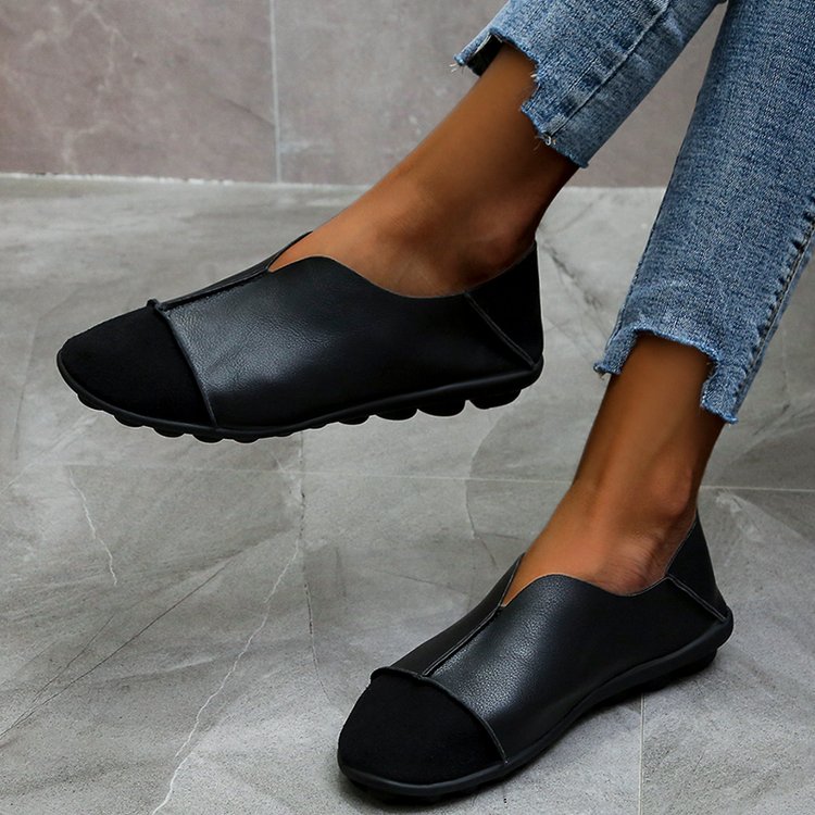 Weiche Damen-Mokassins mit runder Schuhspitze