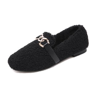 Weiche Winter-Mokassins aus Bouclé und Kunstfell für Damen