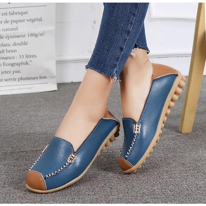 Zweifarbige weiche Loafer in Lederoptik