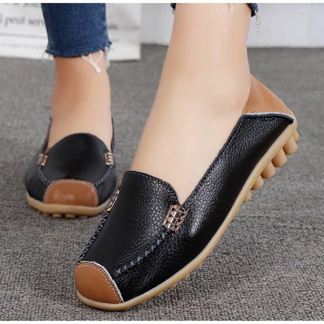 Zweifarbige weiche Loafer in Lederoptik
