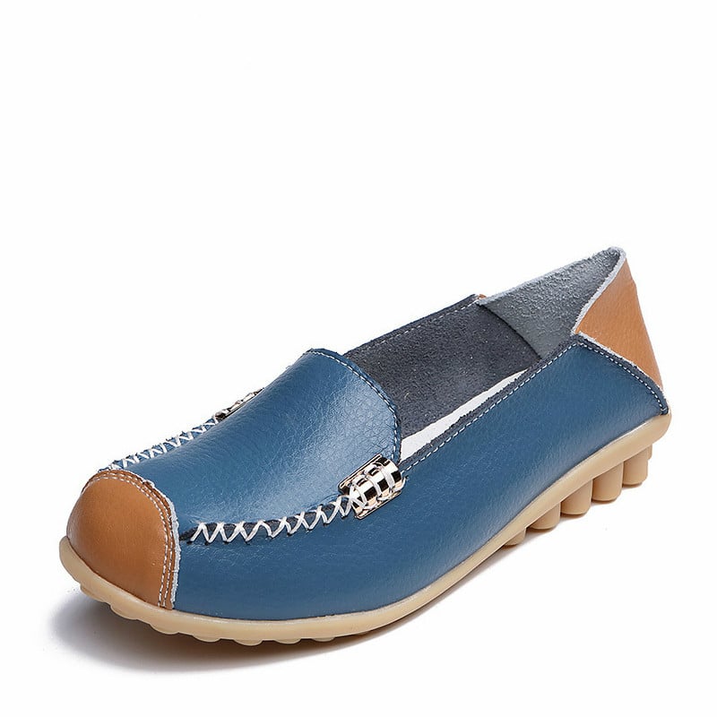 Zweifarbige weiche Loafer in Lederoptik