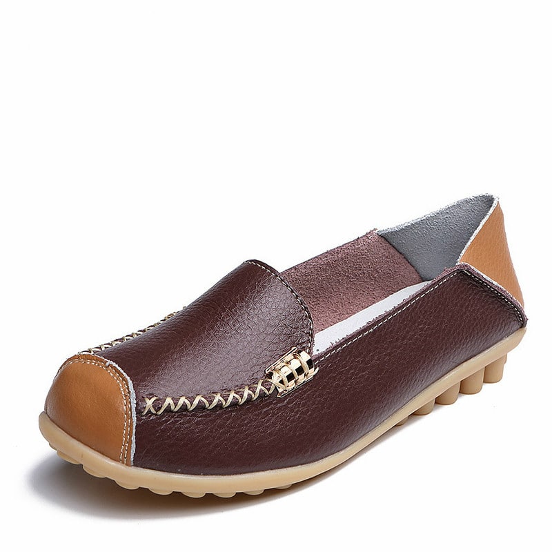 Zweifarbige weiche Loafer in Lederoptik