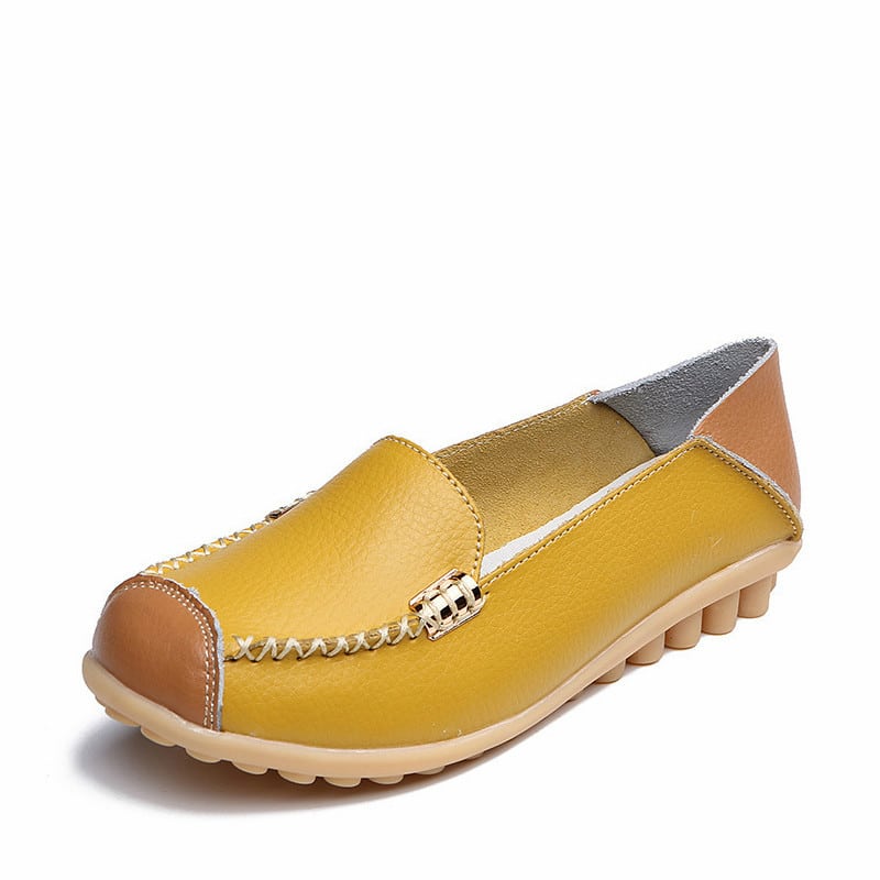 Zweifarbige weiche Loafer in Lederoptik