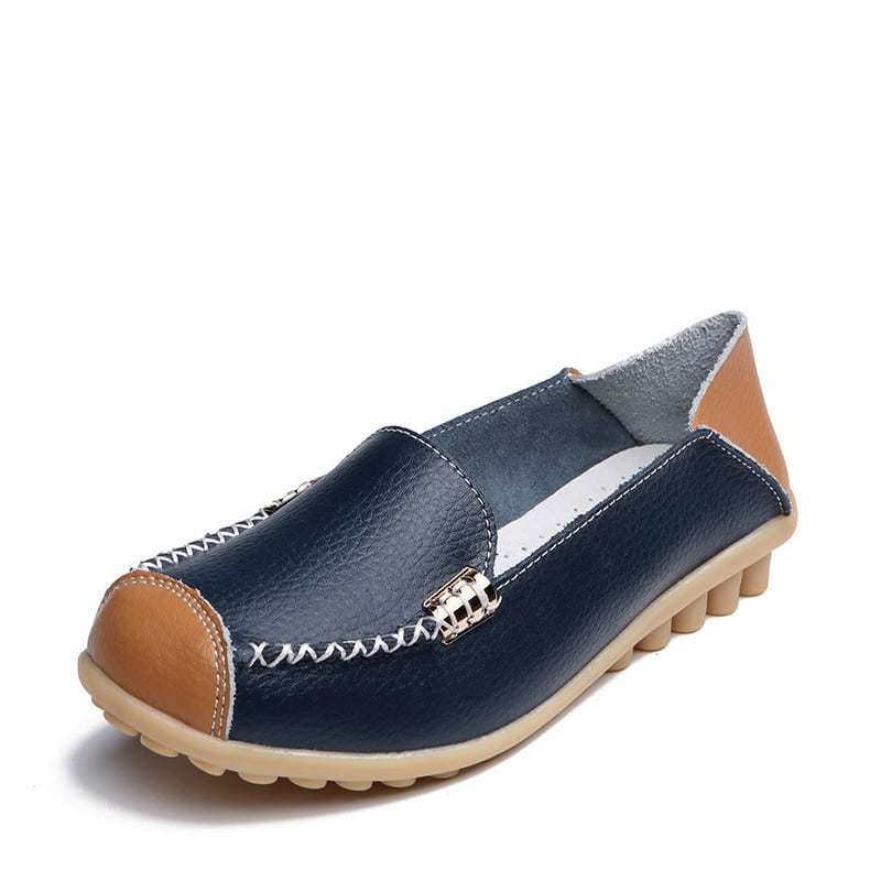 Zweifarbige weiche Loafer in Lederoptik