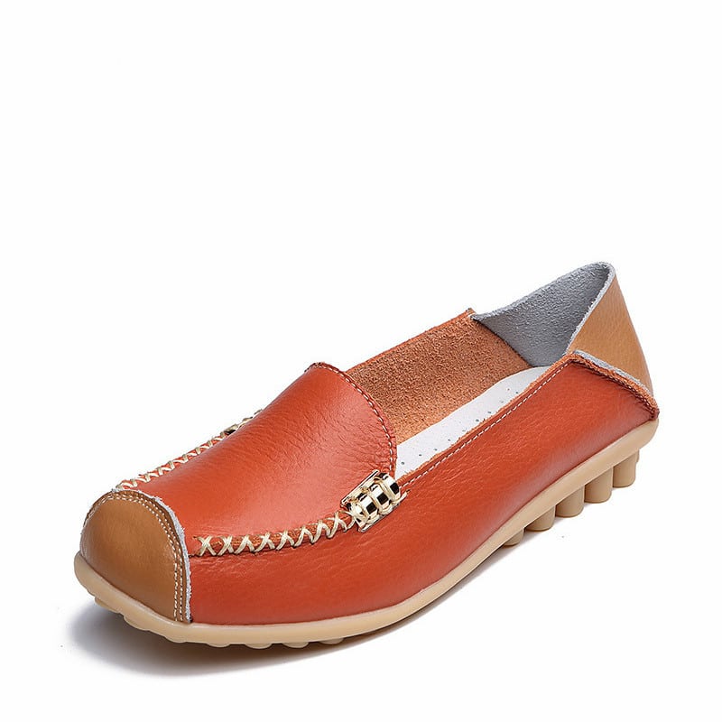 Zweifarbige weiche Loafer in Lederoptik