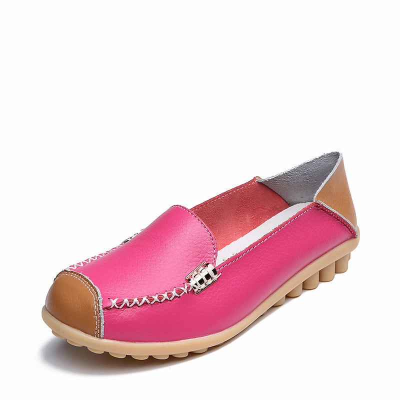 Zweifarbige weiche Loafer in Lederoptik
