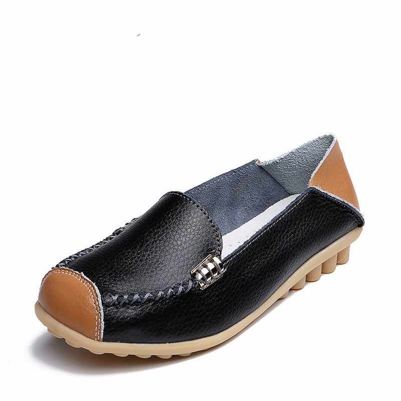 Zweifarbige weiche Loafer in Lederoptik