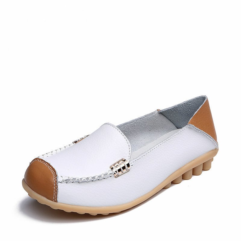 Zweifarbige weiche Loafer in Lederoptik