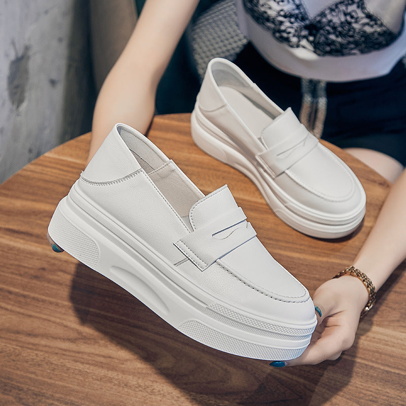 Weiße Plateau-Loafer für Damen
