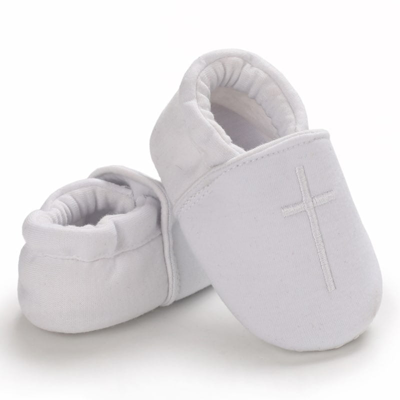 Weiße Taufmokassins aus Baumwolle für Babys