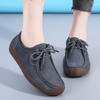 Mokassin aus Wildleder mit Schnürsenkeln für Frauen