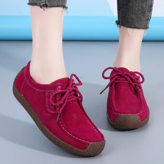 Mokassin aus Wildleder mit Schnürsenkeln für Frauen