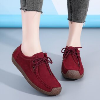 Mokassin aus Wildleder mit Schnürsenkeln für Frauen