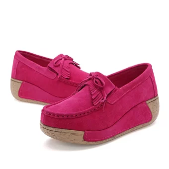 Orthopädische Damenmokassins mit Fransen aus Wildleder