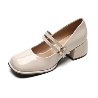 Ballerinas für damen Mary Jane mit zwei Riemchen und verschnörkelter Ferse