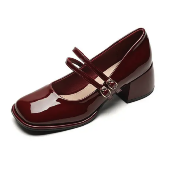 Ballerinas für damen Mary Jane mit zwei Riemchen und verschnörkelter Ferse