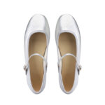 Mocassin ballerine vernis à bout rond avec boucle fine sur le dessus du pied